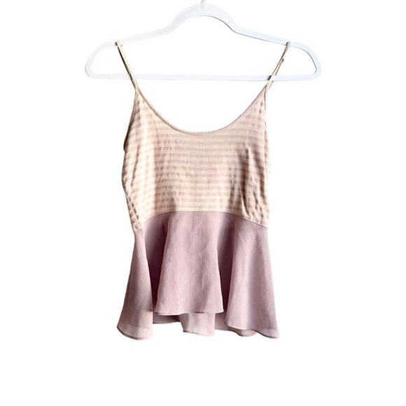 Free People Striped Tank Pink Purple XS Flowey Lightweight Sheer Flare Waist - Picture 1 of 6